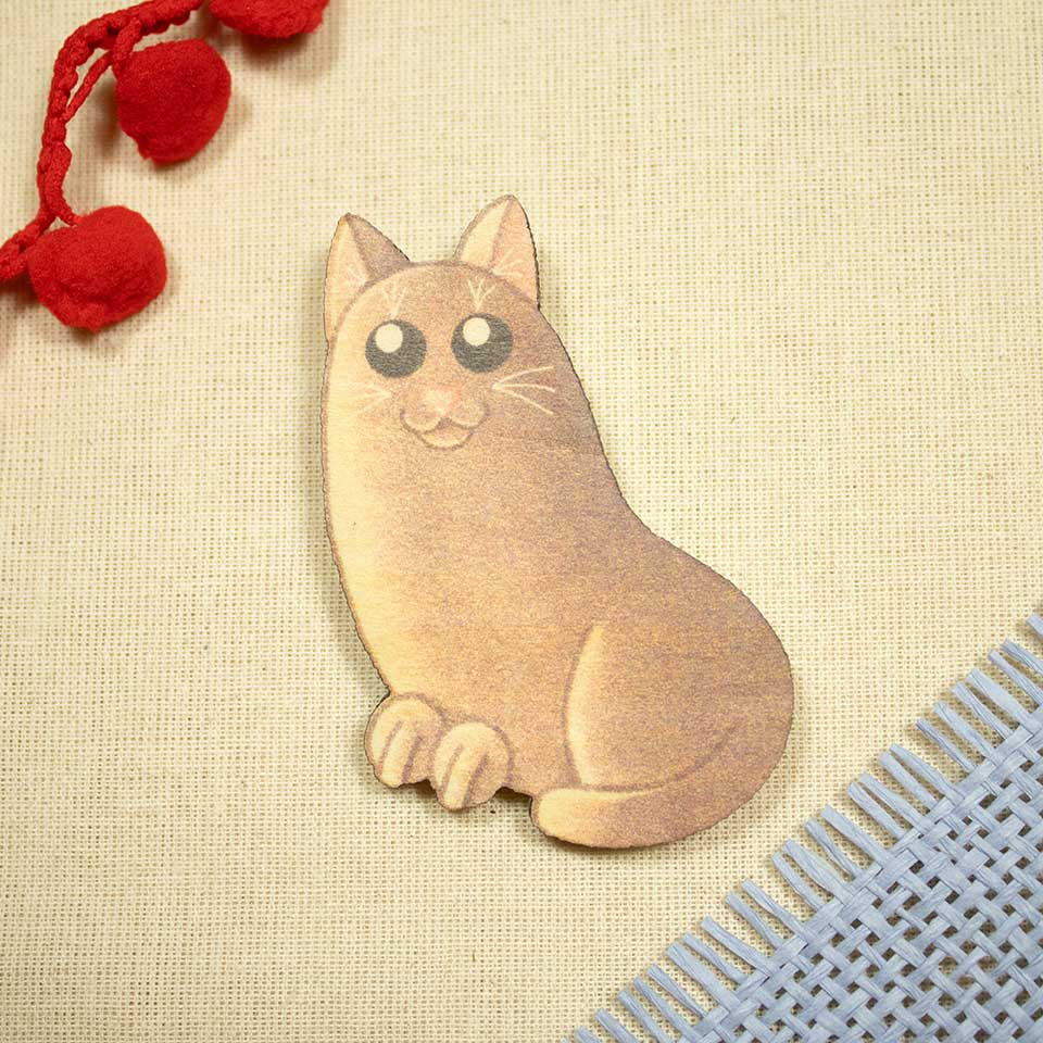 Bean cat brown - brooch