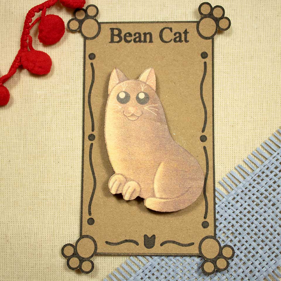 Bean cat brown - brooch