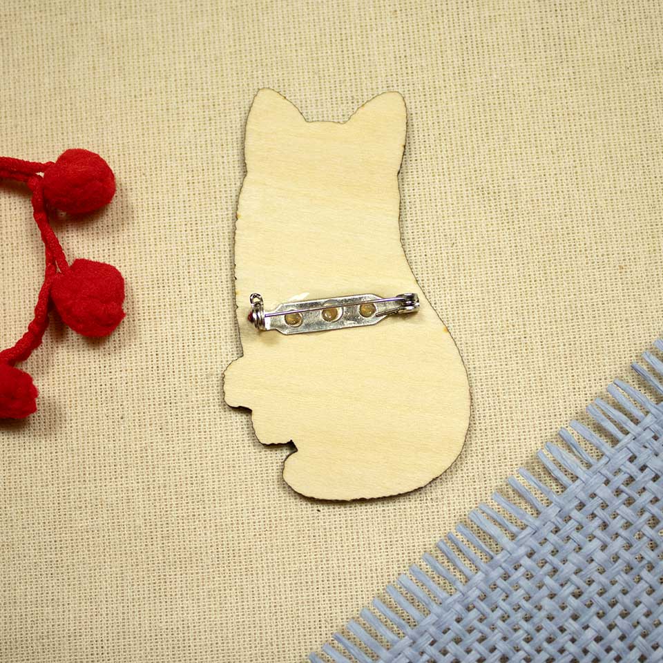 Bean cat grey - brooch