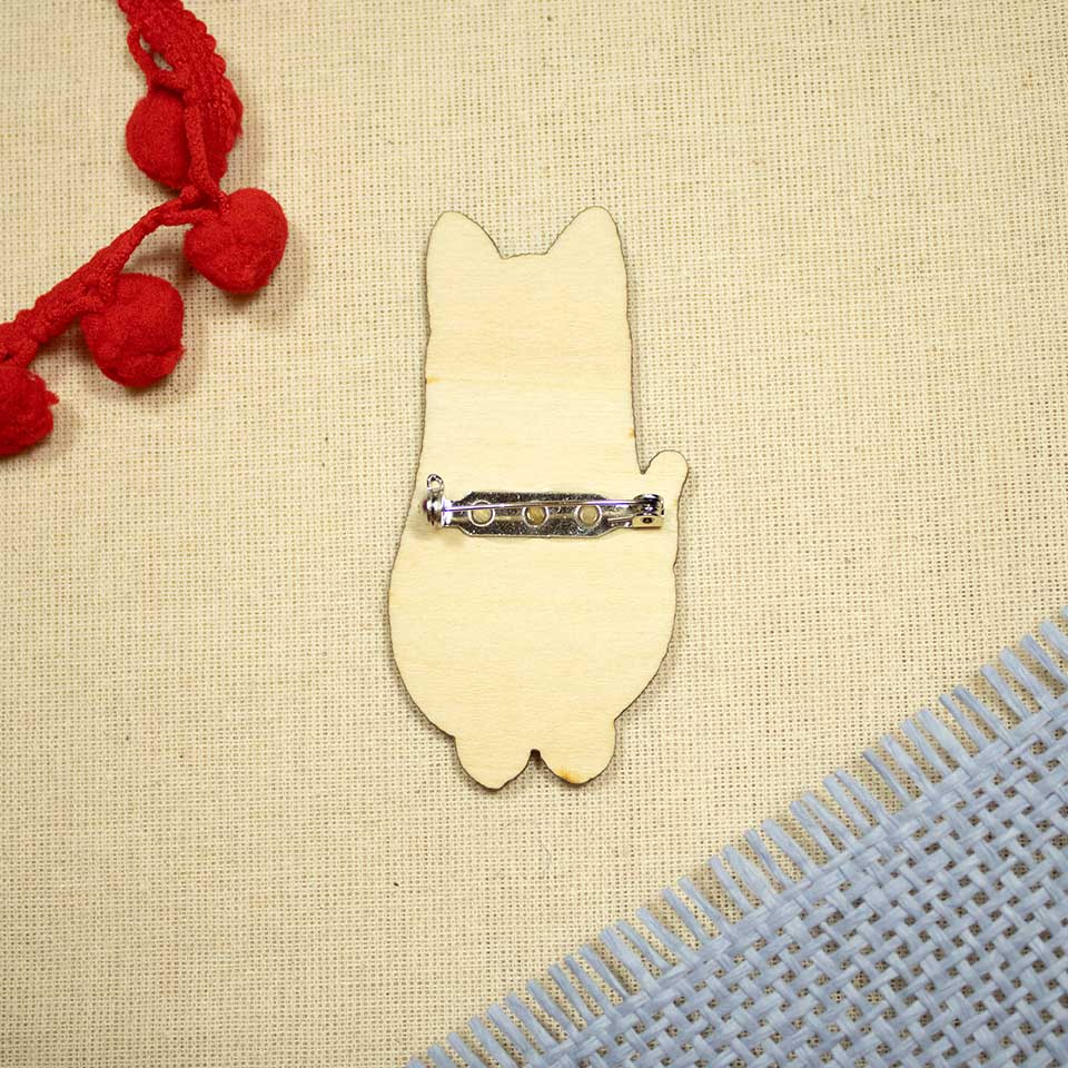 Bean cat red - brooch