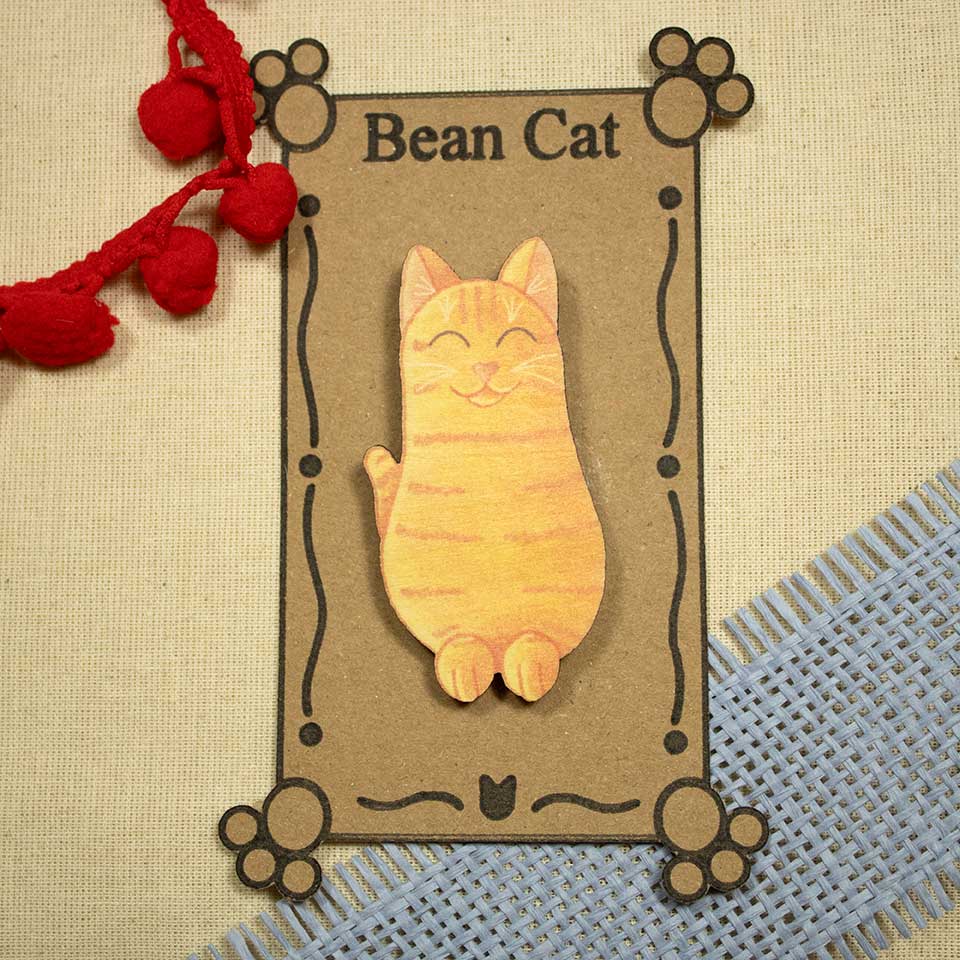 Bean cat red - brooch