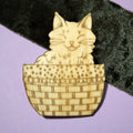 Cat in basket - Brooch