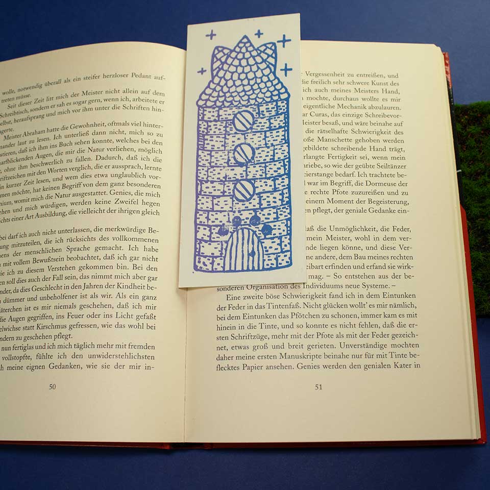 Cat Tower - Linocut Print Bookmark