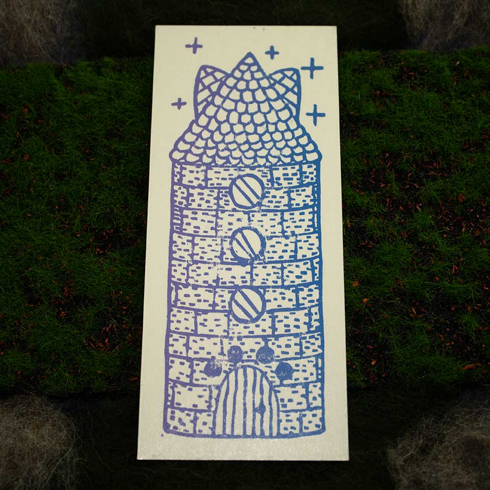 Cat Tower - Linocut Print Bookmark