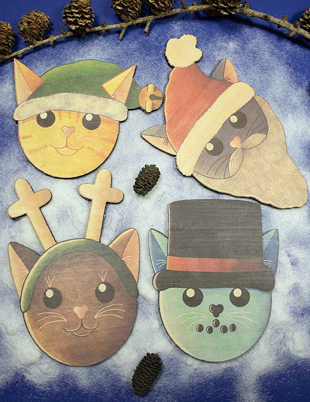 Christmas Cat coaster complete