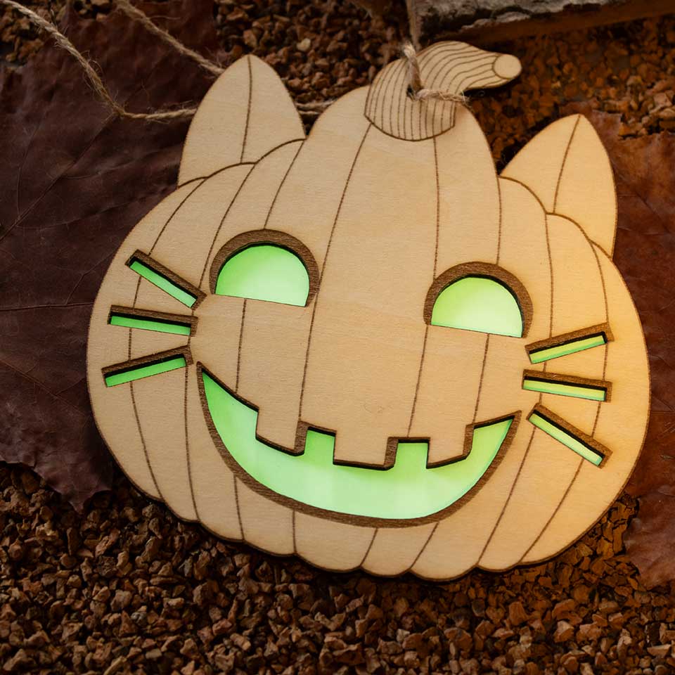 Pumpkin cat pendant complete